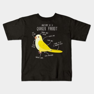 Anatomy of a Lutino Quaker Parrot Kids T-Shirt